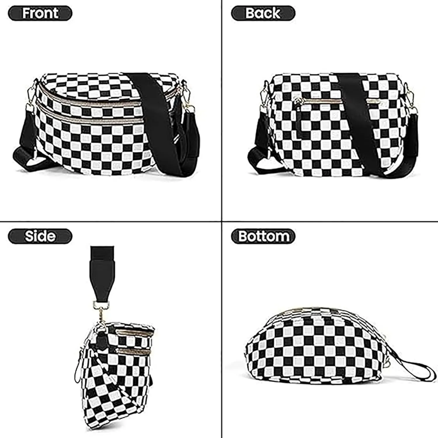 Nuvore Crossbody Bag, 2025 New Nuvore Crossbody Comfort Bag, Checkered Crossbody Bum Bags for Women, With Shoulder Strap