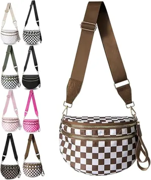 Nuvore Crossbody Bag, 2025 New Nuvore Crossbody Comfort Bag, Checkered Crossbody Bum Bags for Women, With Shoulder Strap
