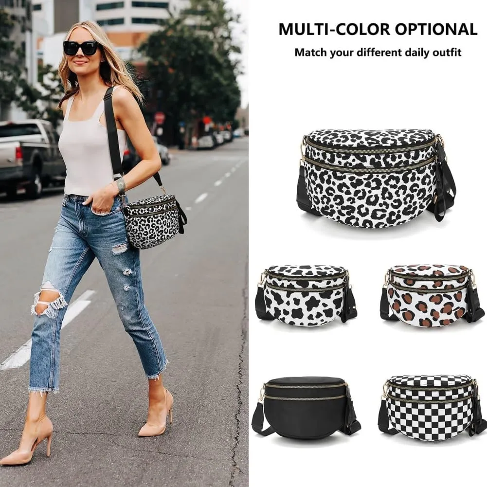 Nuvore Crossbody Bag, Comfort Checkered Bum Bags, Spacious Trendy & Functional Bum bag, Women Lightweight Messenger bag