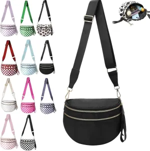 Nuvore Crossbody Bag, Comfort Checkered Bum Bags, Spacious Trendy & Functional Bum bag, Women Lightweight Messenger bag