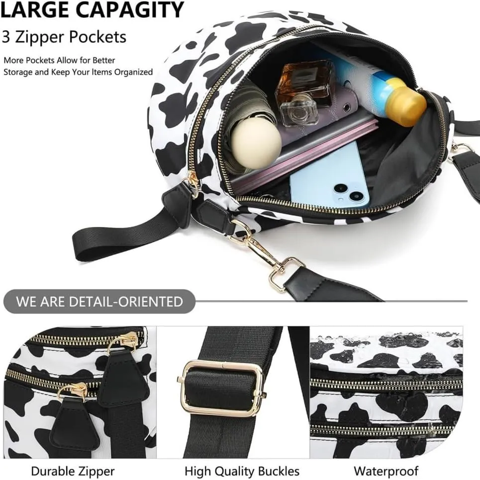 Nuvore Crossbody Bag, Comfort Checkered Bum Bags, Spacious Trendy & Functional Bum bag, Women Lightweight Messenger bag