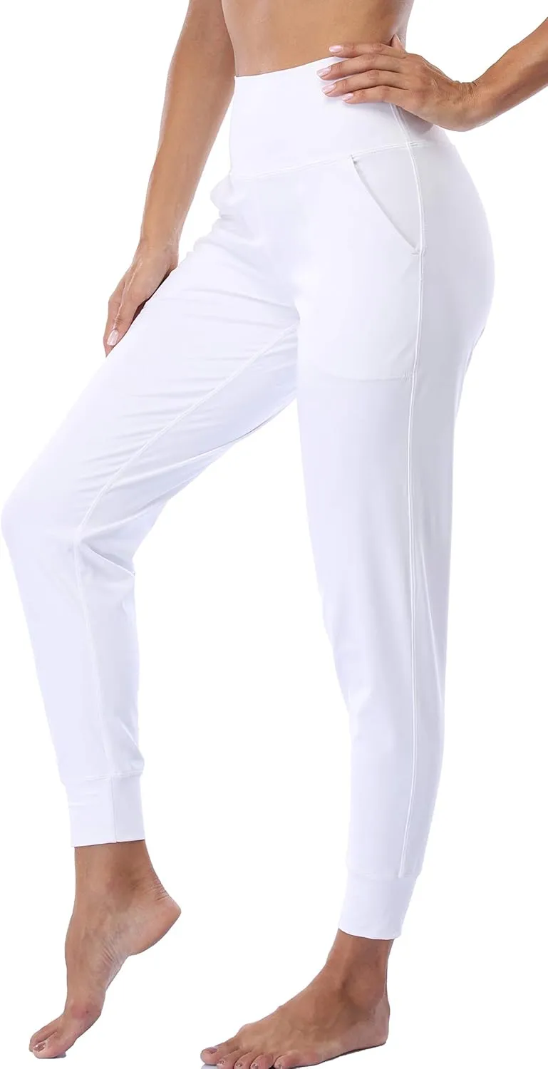 Oalka Women's Joggers High Waist Yoga Pockets Sweatpants Sport Workout Pants