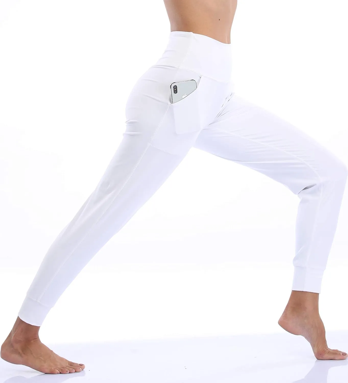 Oalka Women's Joggers High Waist Yoga Pockets Sweatpants Sport Workout Pants