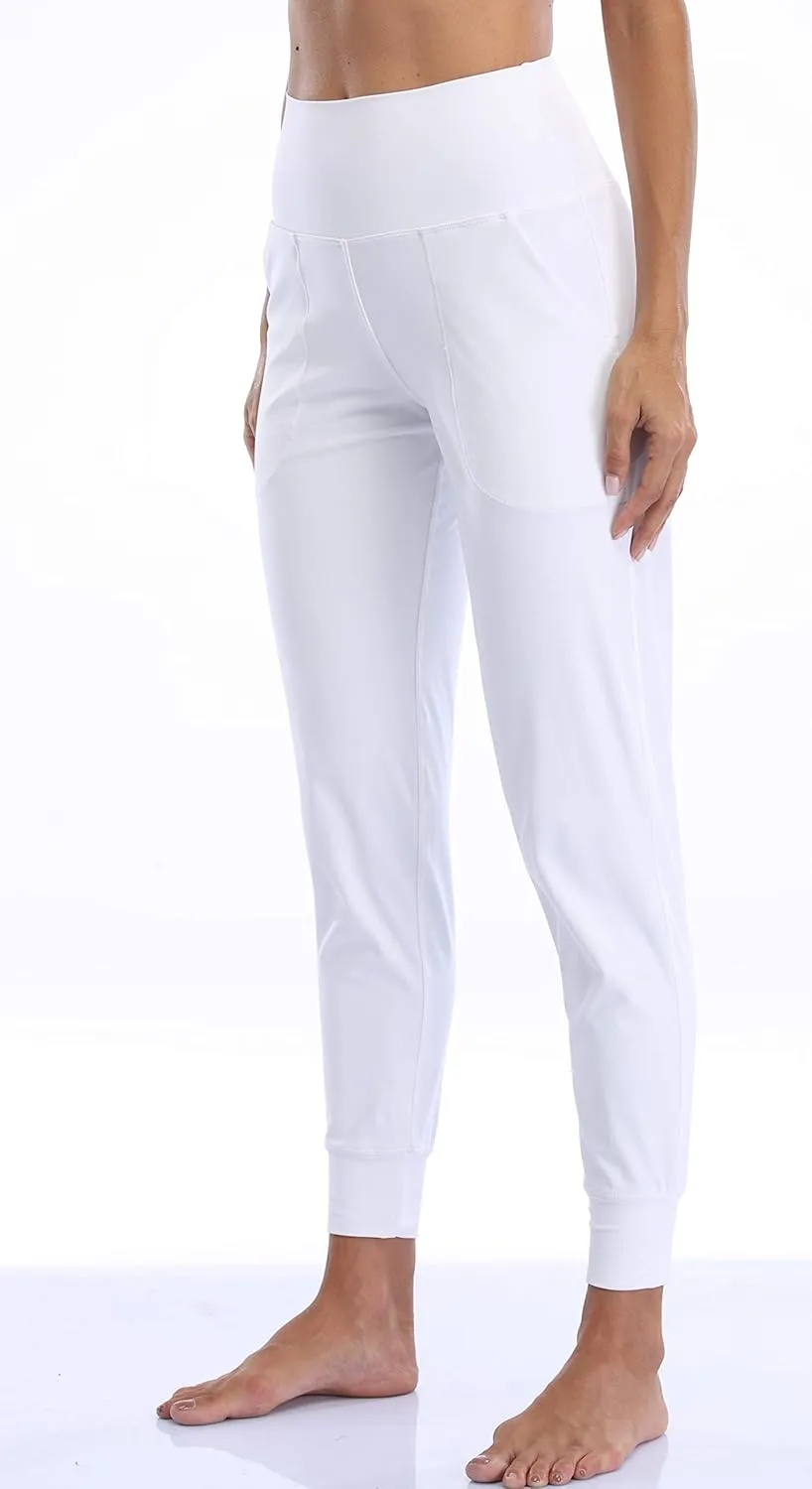 Oalka Women's Joggers High Waist Yoga Pockets Sweatpants Sport Workout Pants