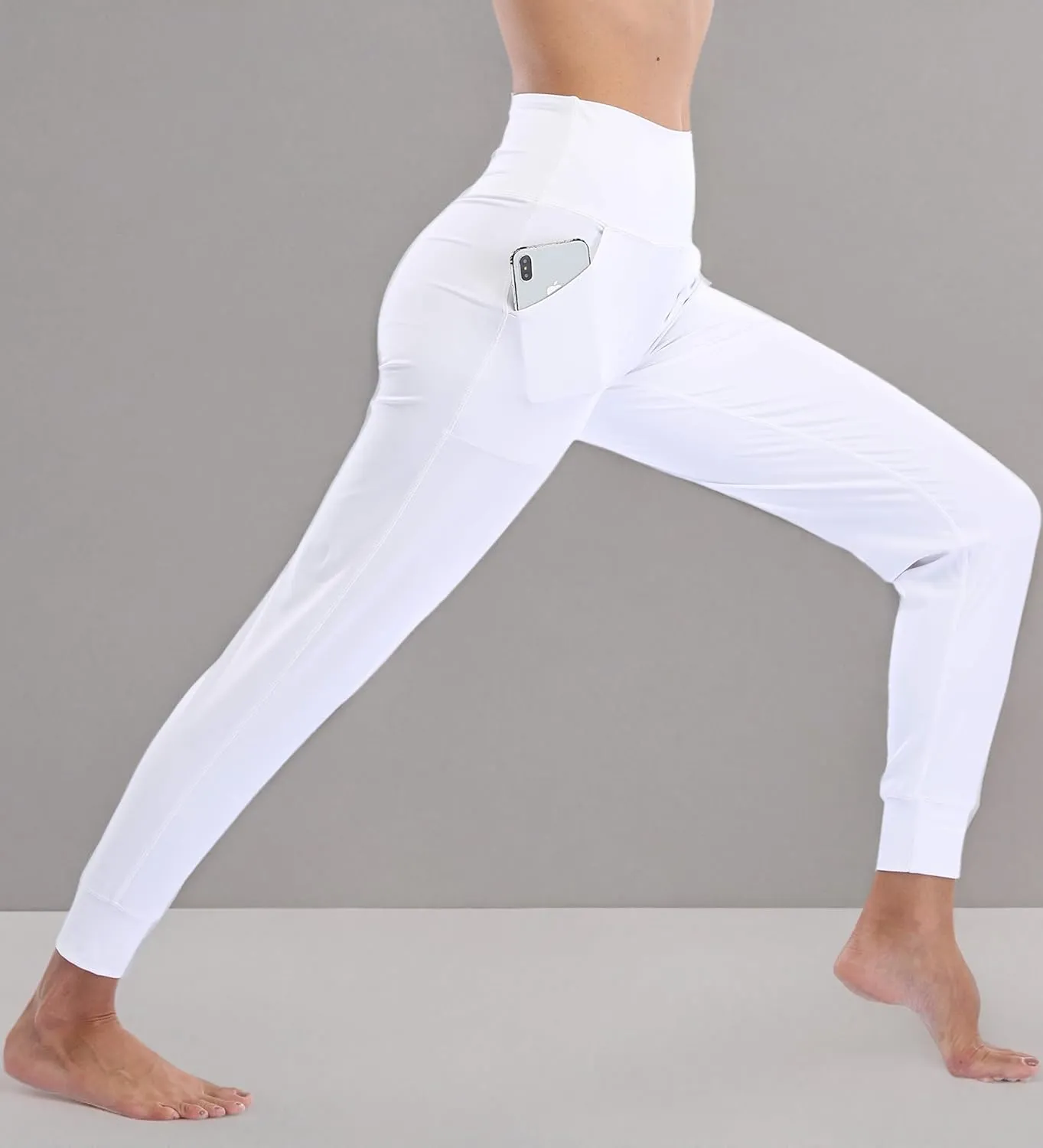 Oalka Women's Joggers High Waist Yoga Pockets Sweatpants Sport Workout Pants