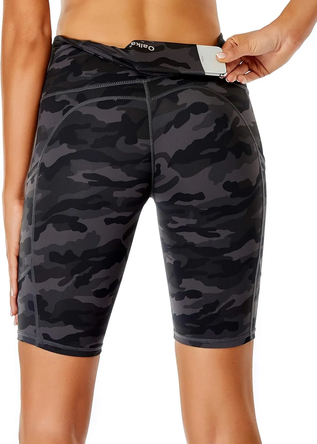 Oalka Women's Short Yoga Side Pockets High Waist Workout Running Shorts