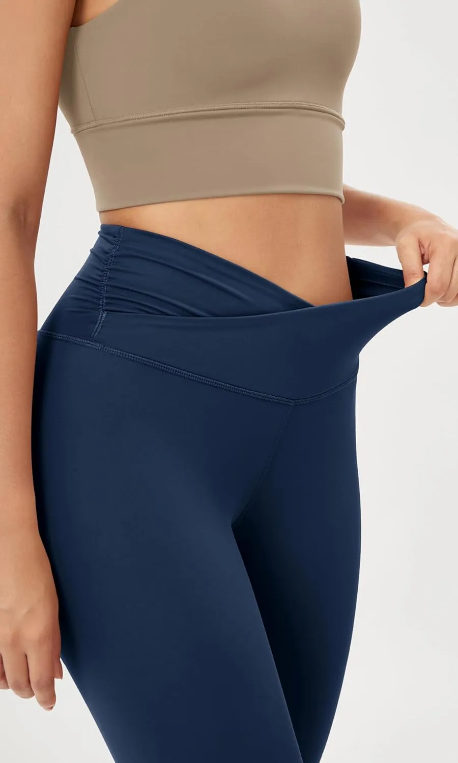 ODODOS Women's Cross Waist Yoga Leggings with Inner Pocket, 23"/25"/28" Gathered Crossover Workout Yoga Pants