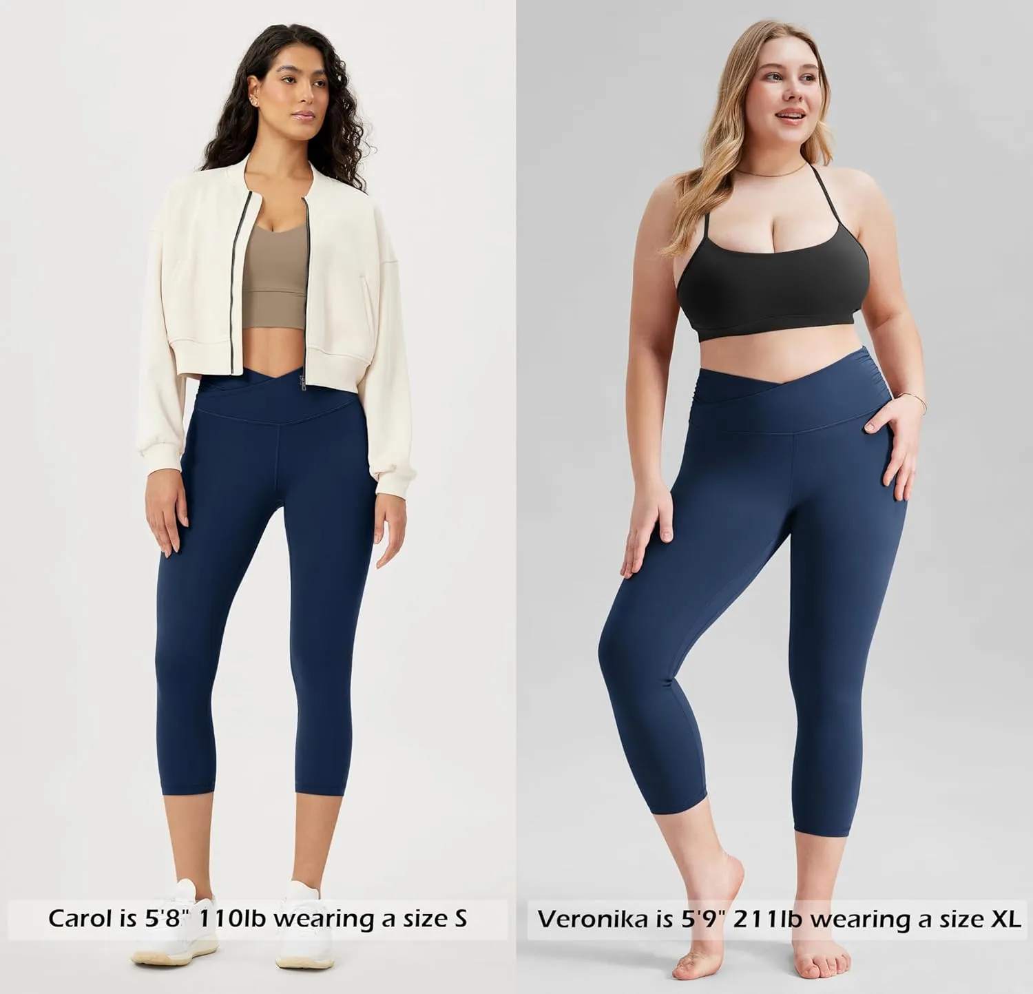 ODODOS Women's Cross Waist Yoga Leggings with Inner Pocket, 23"/25"/28" Gathered Crossover Workout Yoga Pants