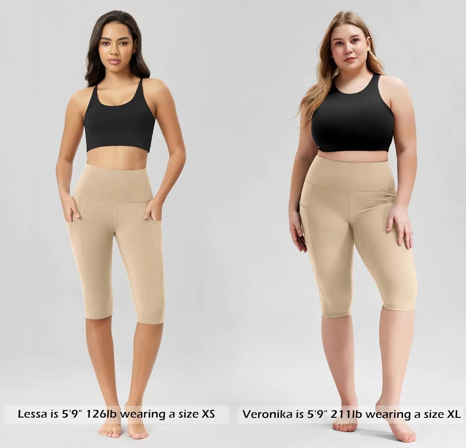 ODODOS Women's High Waisted Yoga Capris with Pockets, Tummy Control Non See Through Workout Athletic Running Capri Leggings