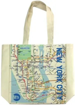Official Licensed New York MTA Subway Map Polyester Tote Bag