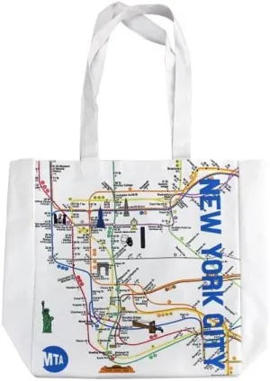 Official Licensed New York MTA Subway Map Polyester Tote Bag