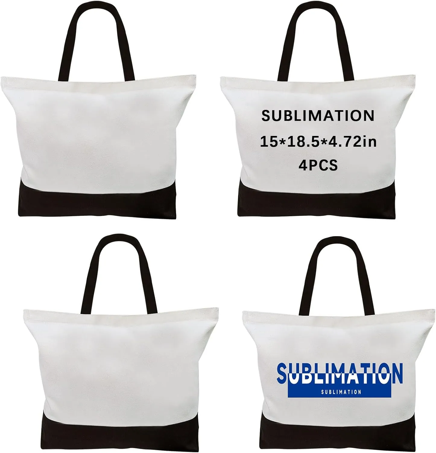 ORJ Sublimation Tote Bags,polyester tote bags for sublimation, blank canvas tote bags for Custom picture 15 * 18.5 * 4 in