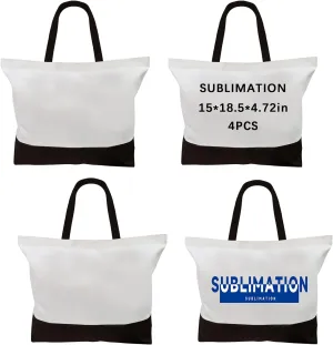 ORJ Sublimation Tote Bags,polyester tote bags for sublimation, blank canvas tote bags for Custom picture 15 * 18.5 * 4 in
