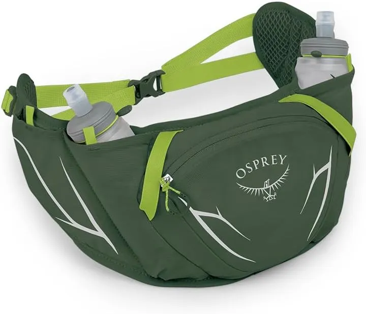 Osprey Duro Dyna Hydration Waist Pack with Hydraulics Soft Flasks for Running, Seaweed Green/Limon