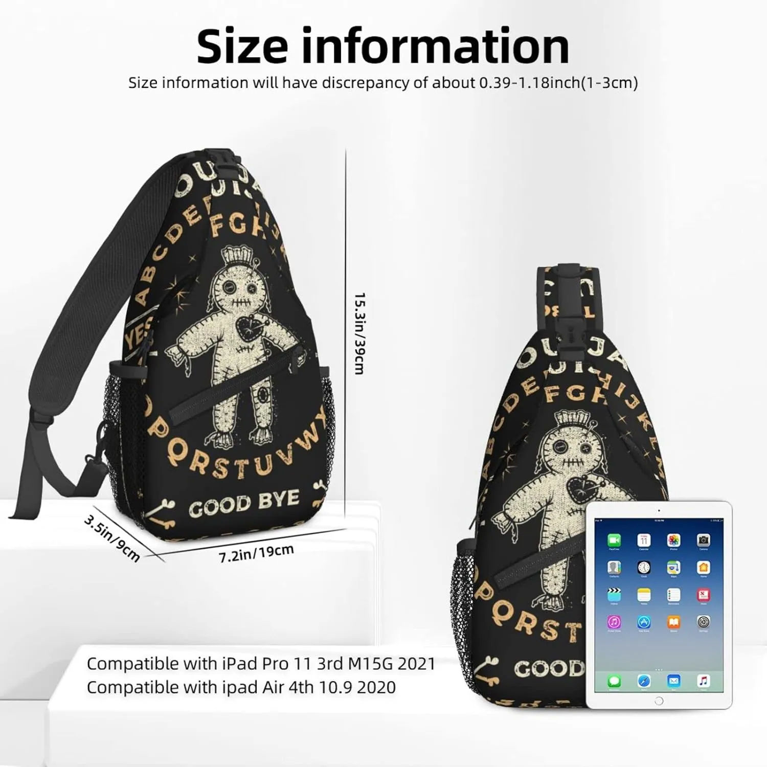Ouija Board Voodoo Doll Occultism Sling Backpack Crossbody Sling Bag for Women Men Shoulder Bag Travel Hiking Daypack