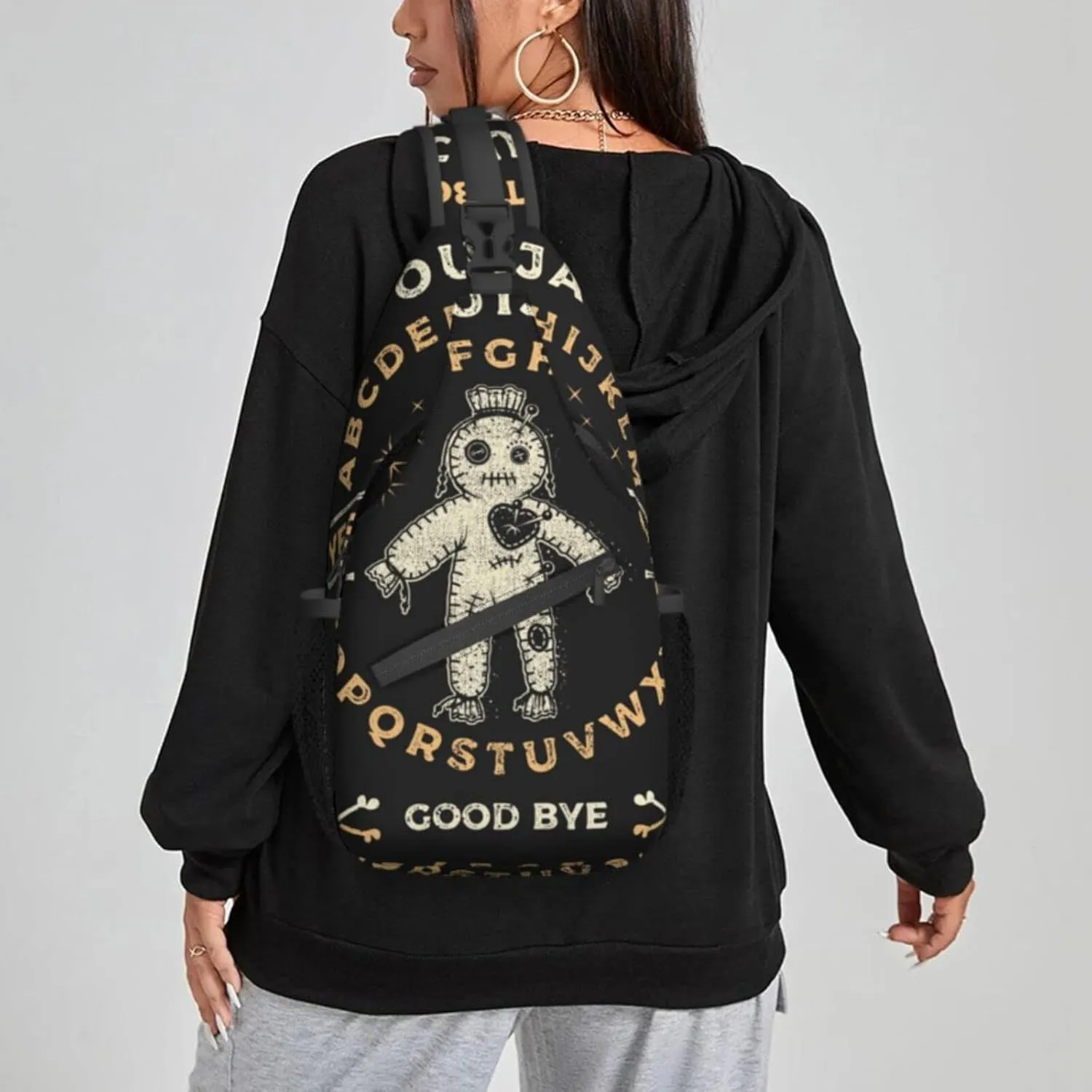 Ouija Board Voodoo Doll Occultism Sling Backpack Crossbody Sling Bag for Women Men Shoulder Bag Travel Hiking Daypack