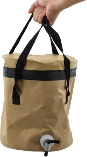Outdoor Folding Bucket, 10L Collapsible Bucket with Faucet/Handle, Foldable Bucket Portable Bucket Fishing Folding Bucket for Outdoor Camping Hiking Traveling Kitchen Toilet Khaki