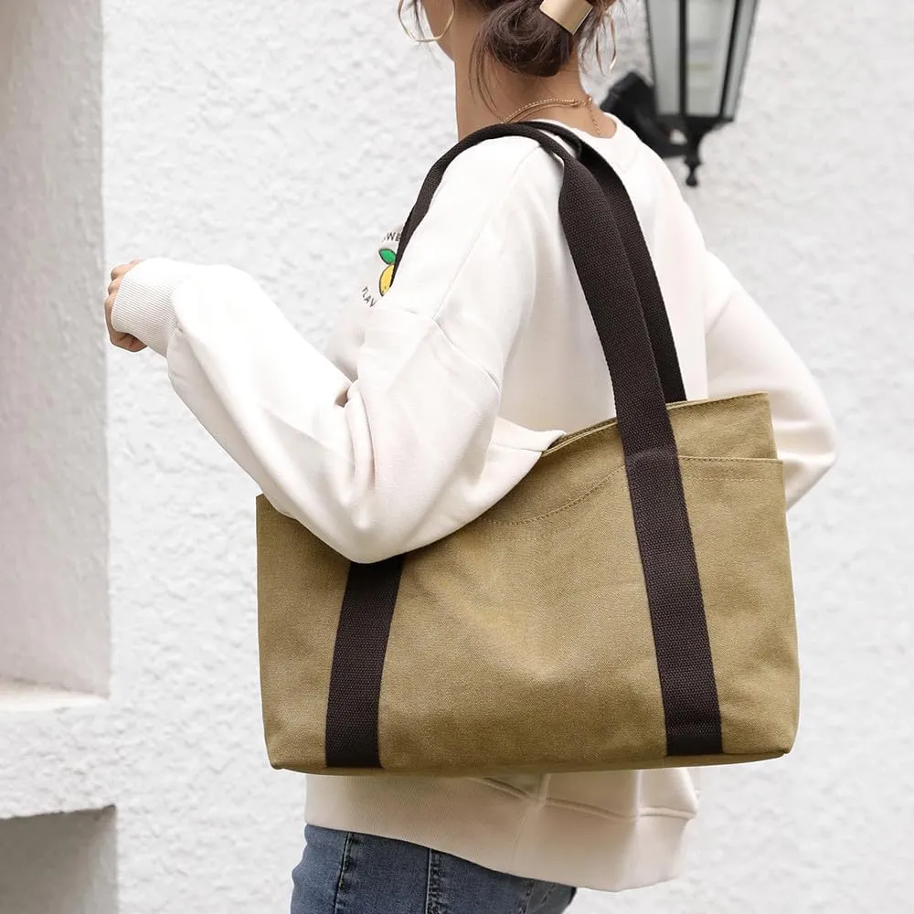 Oversize Canvas Women Weekender Bag Shopper Handbag Travel Purse Shoulder Work Travel Tote Bag for Women with Zipper