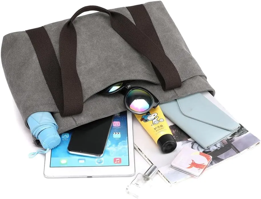 Oversize Canvas Women Weekender Bag Shopper Handbag Travel Purse Shoulder Work Travel Tote Bag for Women with Zipper