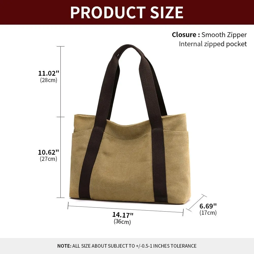 Oversize Canvas Women Weekender Bag Shopper Handbag Travel Purse Shoulder Work Travel Tote Bag for Women with Zipper