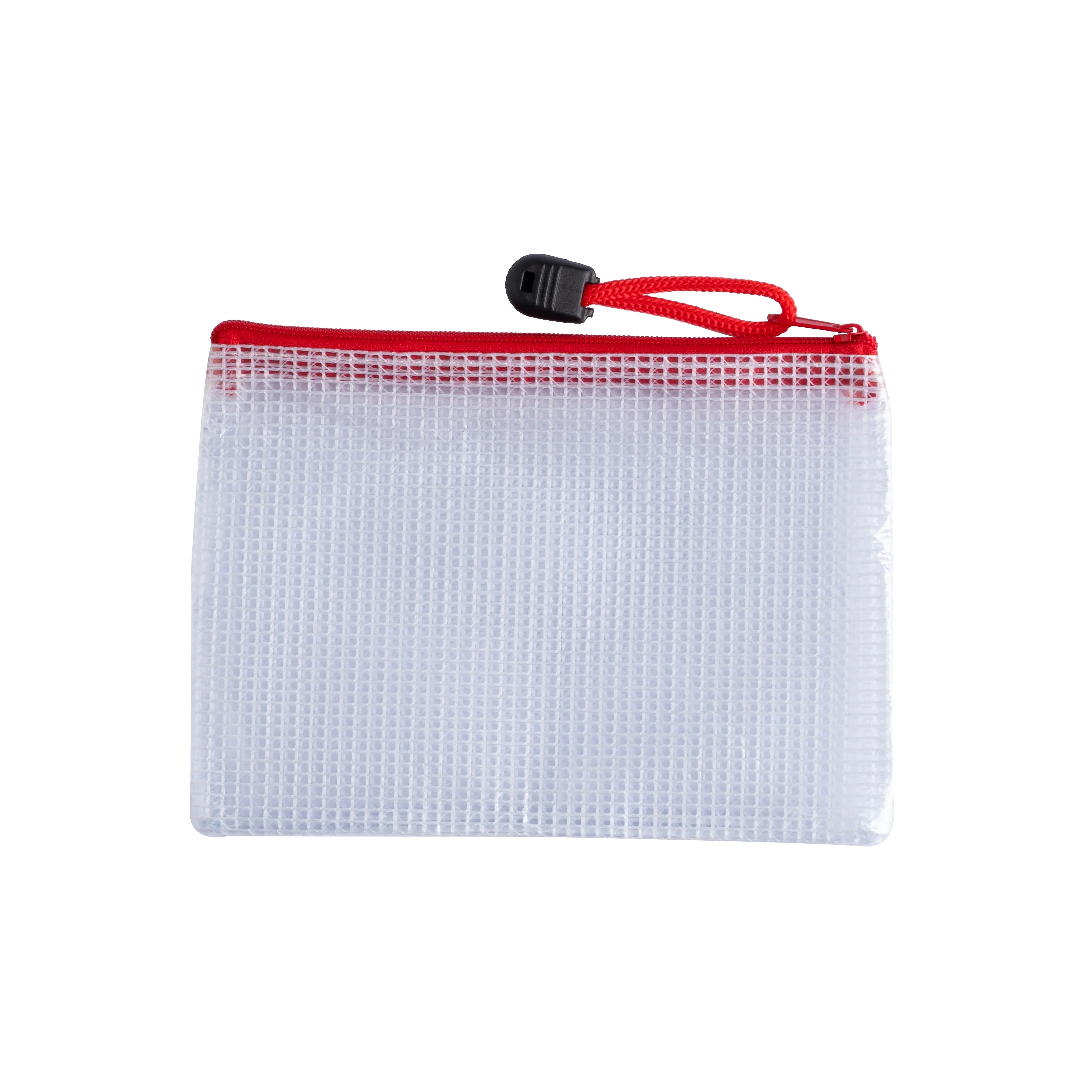Pack of 12 A6 Red PVC Mesh Zip Bags