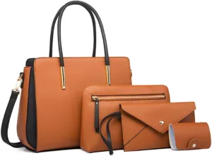 Pahajim Womens Purses and Handbags Set 4pcs Satchel Bags Tote Bags Shoulder Bags Tote Purses for Women