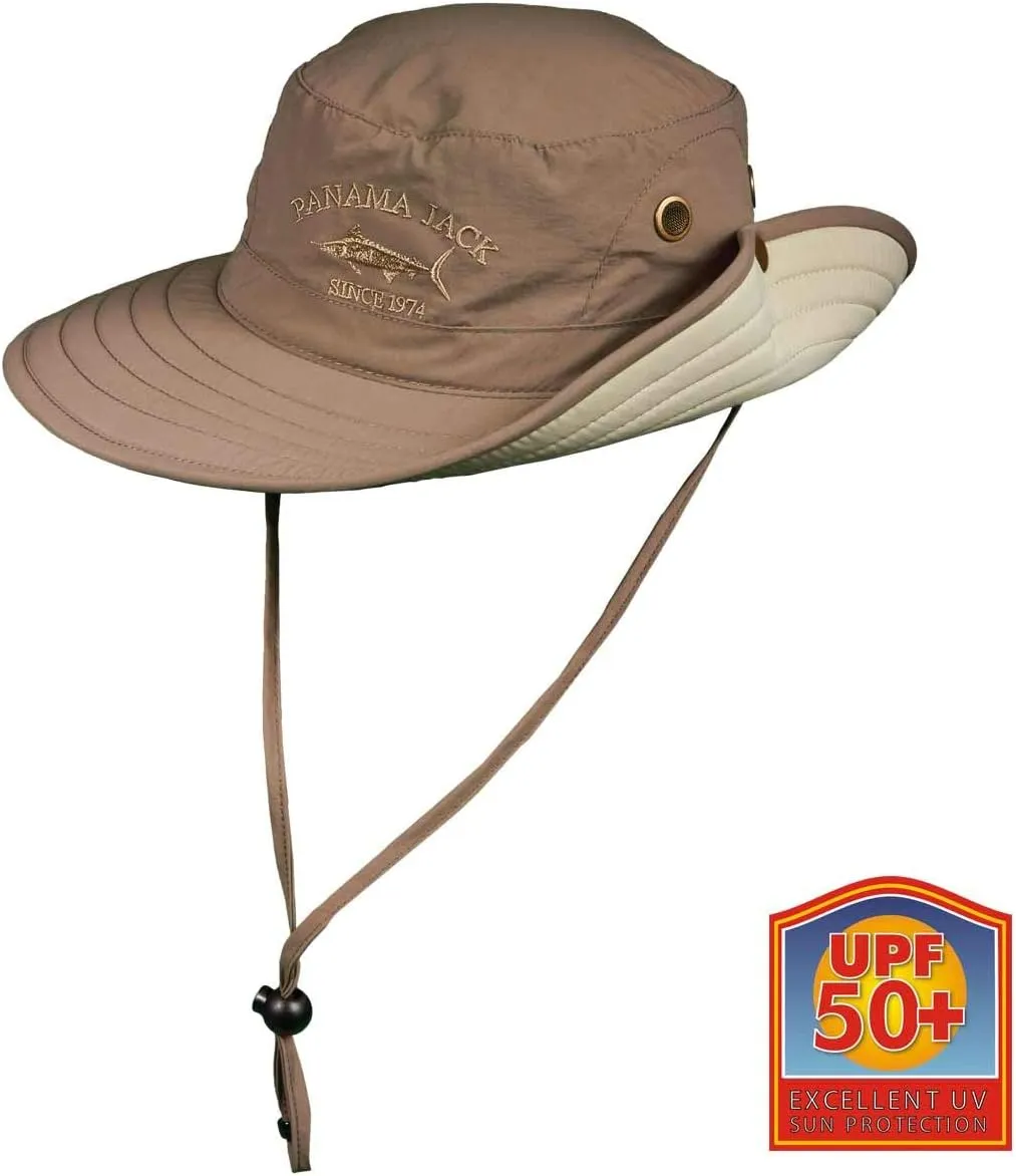 Panama Jack Boonie Fishing Hat - Bucket, Lightweight, Packable, UPF (SPF) 50  Sun Protection, 3" Floating Brim