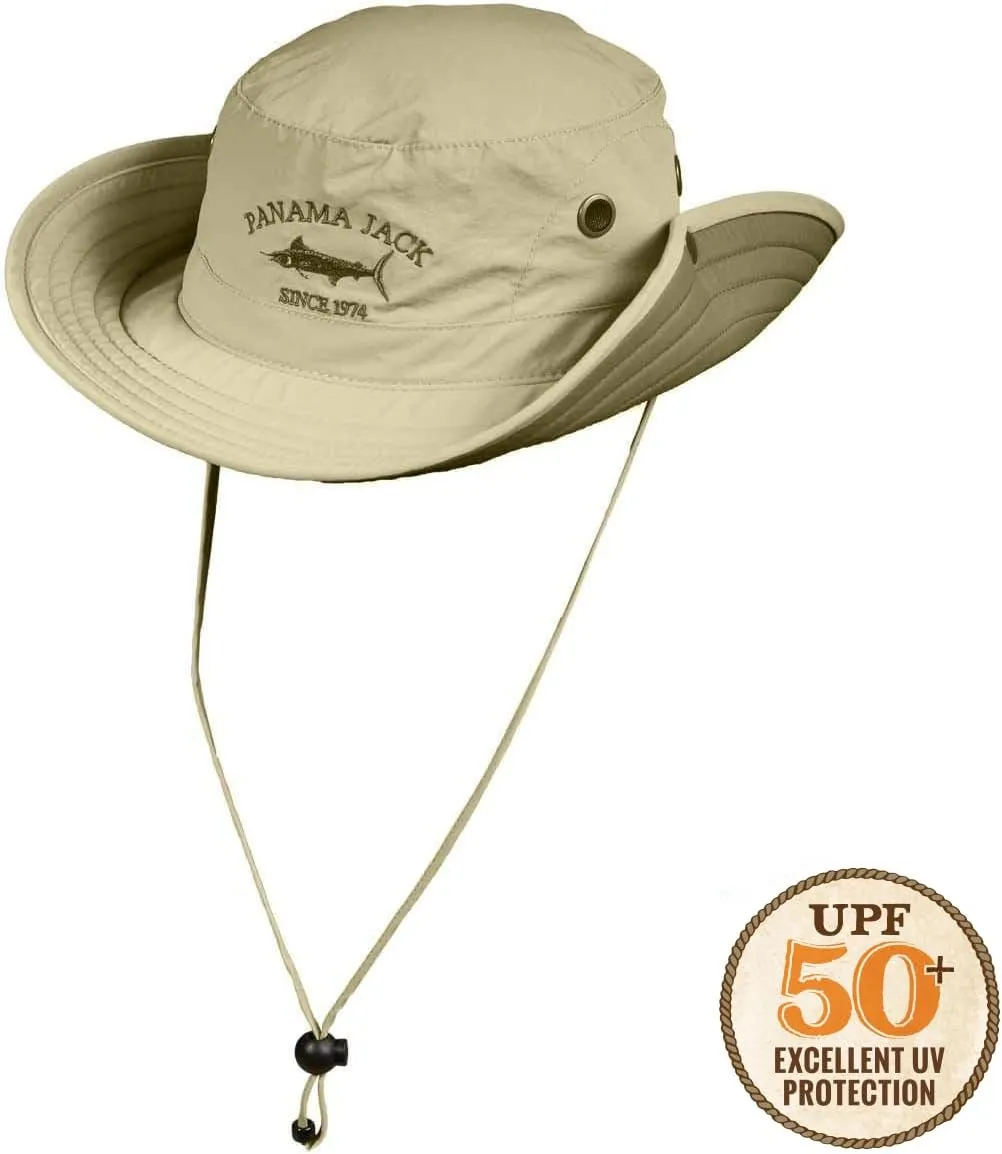 Panama Jack Boonie Fishing Hat - Bucket, Lightweight, Packable, UPF (SPF) 50  Sun Protection, 3" Floating Brim