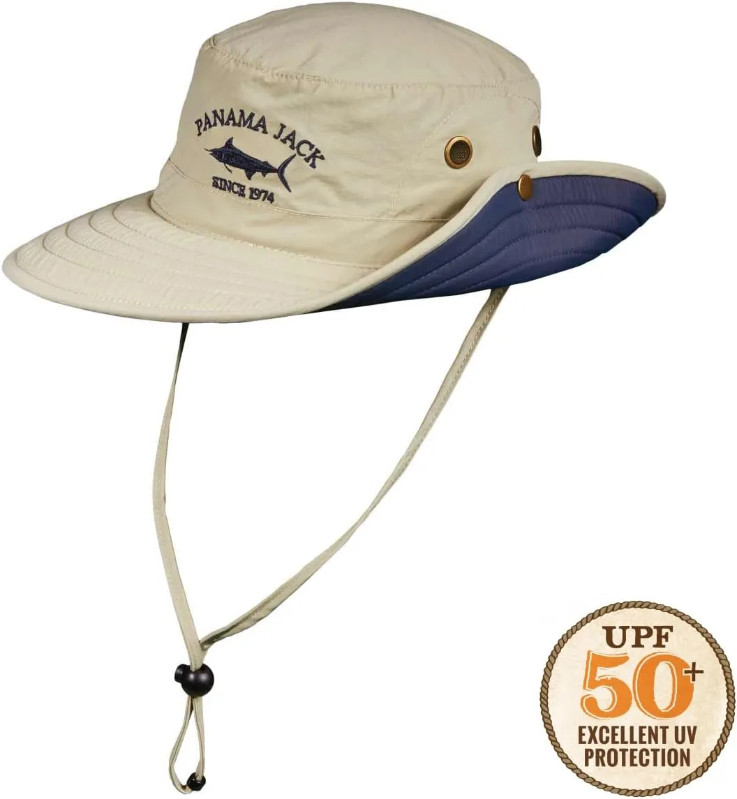 Panama Jack Boonie Fishing Hat - Bucket, Lightweight, Packable, UPF (SPF) 50  Sun Protection, 3" Floating Brim