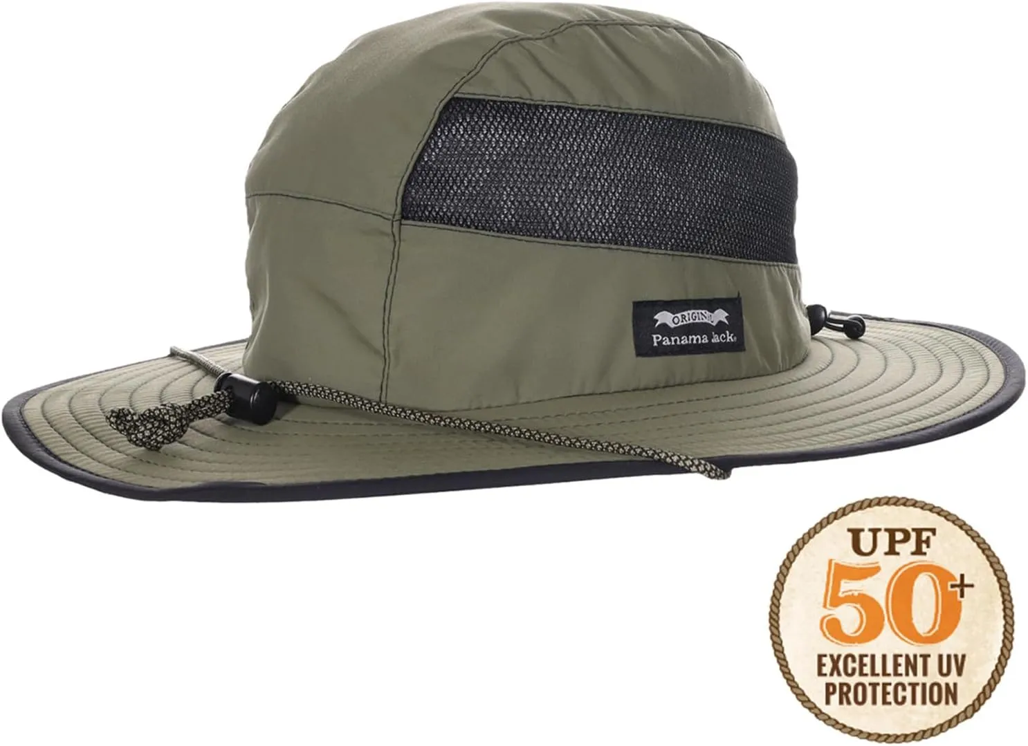 Panama Jack Men's Sun Hat - Nylon Boonie Bucket, Packable, 3 1/4" Big Brim, UPF 50  UVA/UVB Sun Protection
