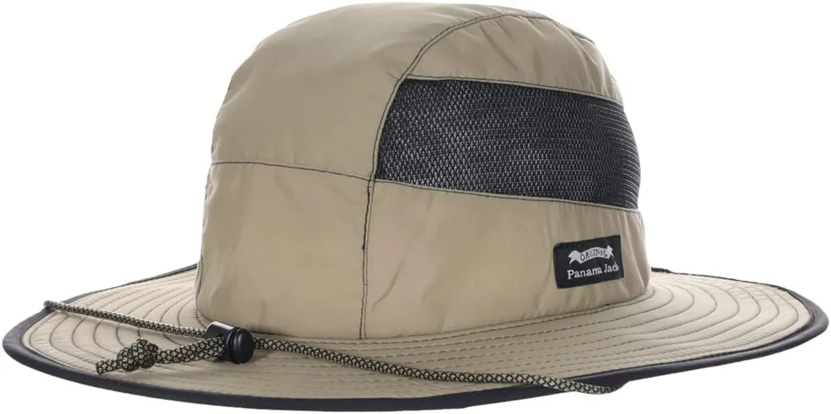 Panama Jack Men's Sun Hat - Nylon Boonie Bucket, Packable, 3 1/4" Big Brim, UPF 50  UVA/UVB Sun Protection