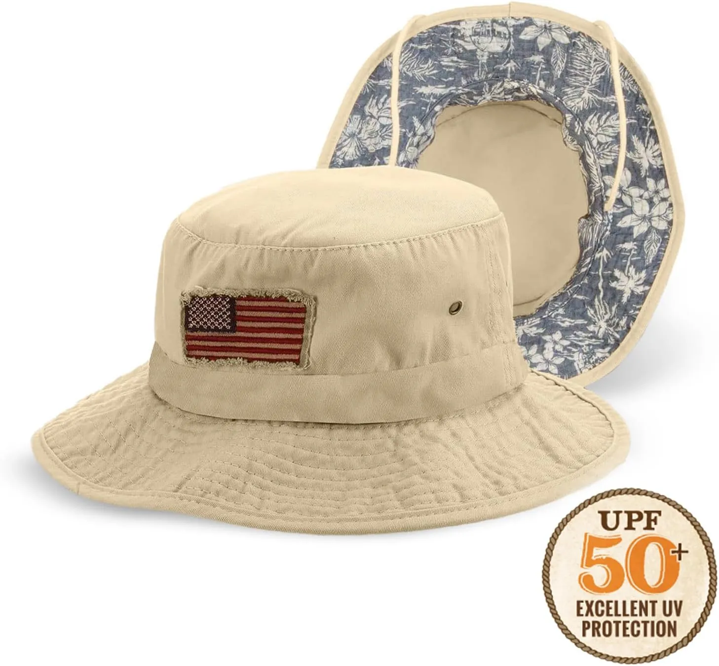 Panama Jack USA Bucket Hat - Lightweight, Packable, UPF (SPF) 50  Sun Protection, 2 3/4" Big Brim