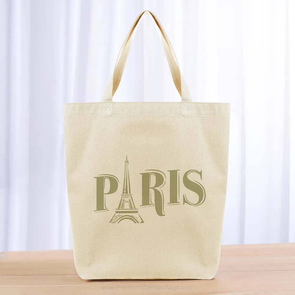 Paris Eiffel Tower Tote Bag - khaki