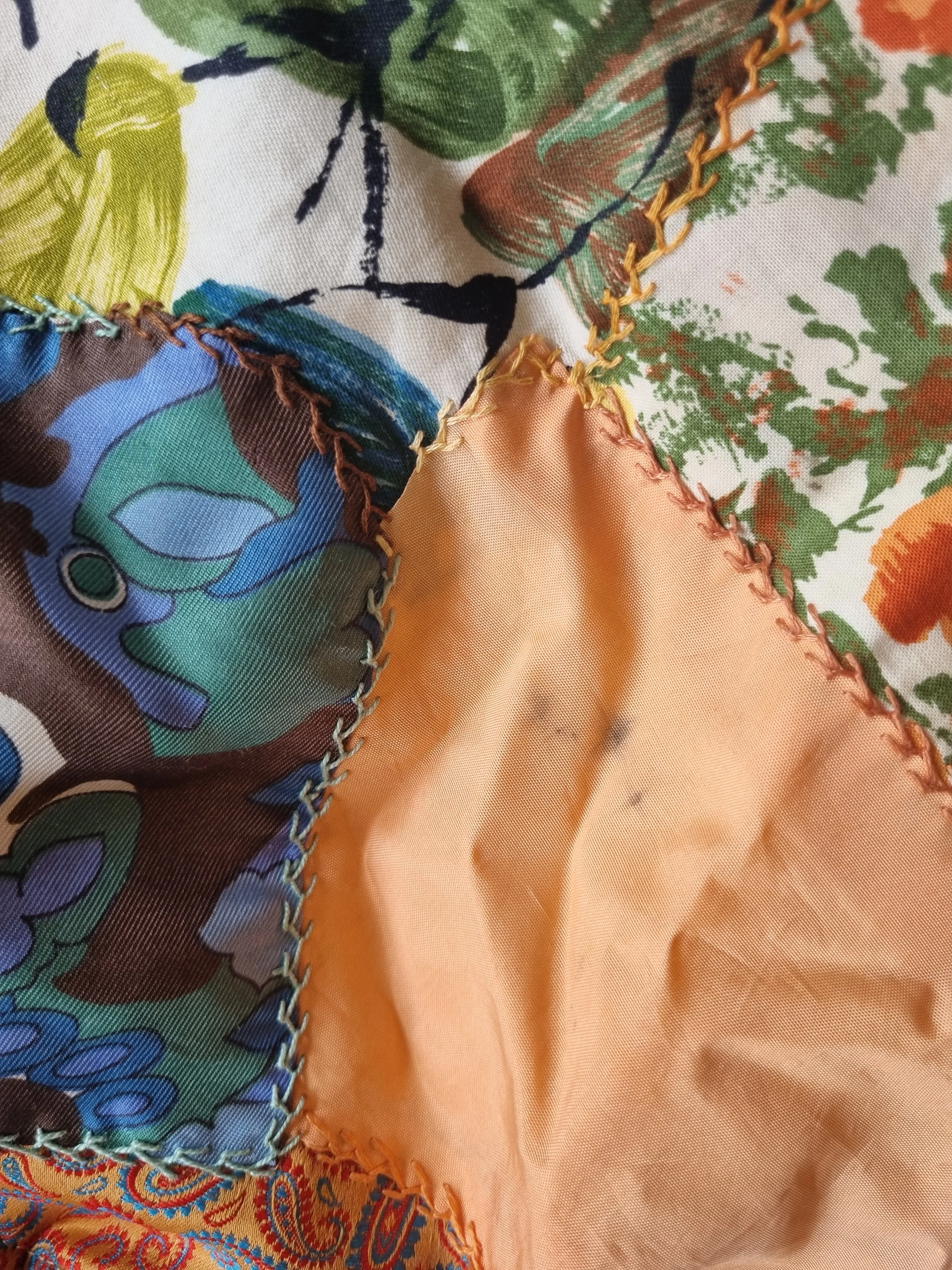 Patchwork Bag With Cane Handles