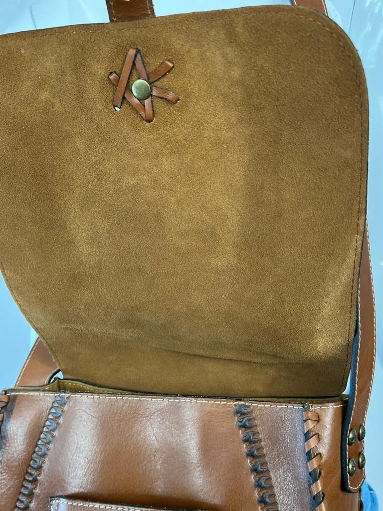 PATRICIA NASH PAINTED TOOLED BARLETTA LEATHER MESSENGER BAG