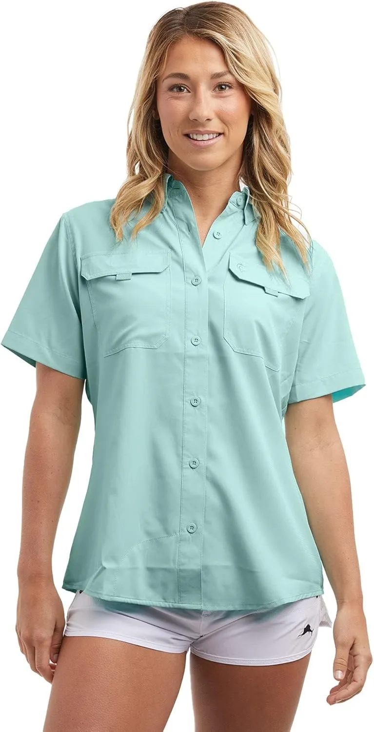 PELAGIC Women's Keys Guide Fishing Shirt, Short Sleeve, UPF 50  Protection, Ventilated and Lightweight