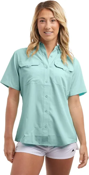 PELAGIC Women's Keys Guide Fishing Shirt, Short Sleeve, UPF 50  Protection, Ventilated and Lightweight