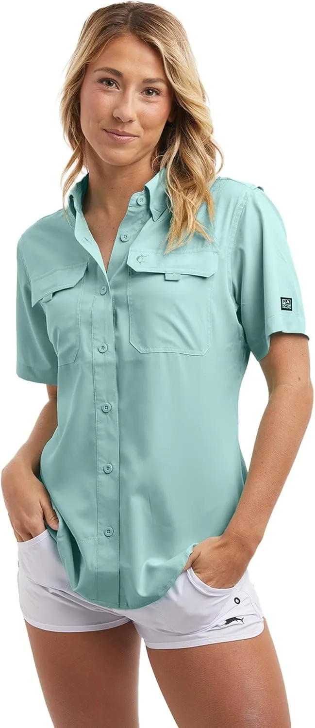 PELAGIC Women's Keys Guide Fishing Shirt, Short Sleeve, UPF 50  Protection, Ventilated and Lightweight