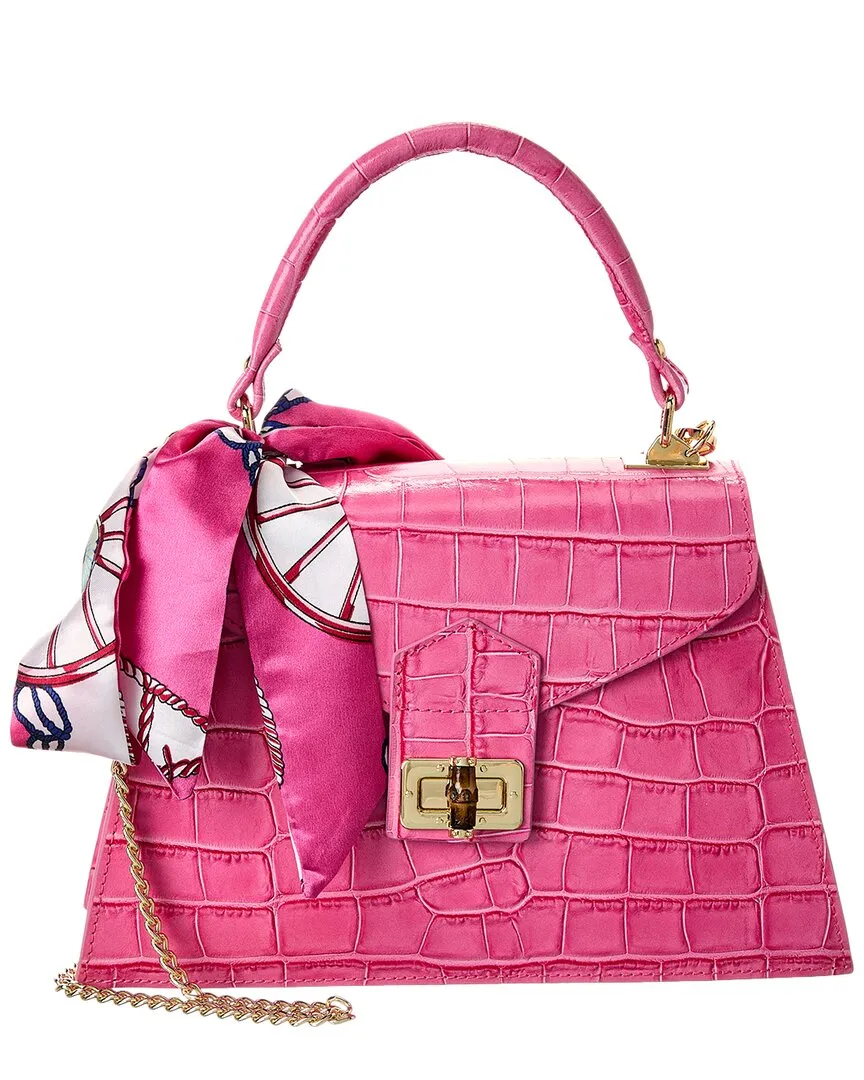 Persaman New York Marta Croc-Embossed Leather Satchel