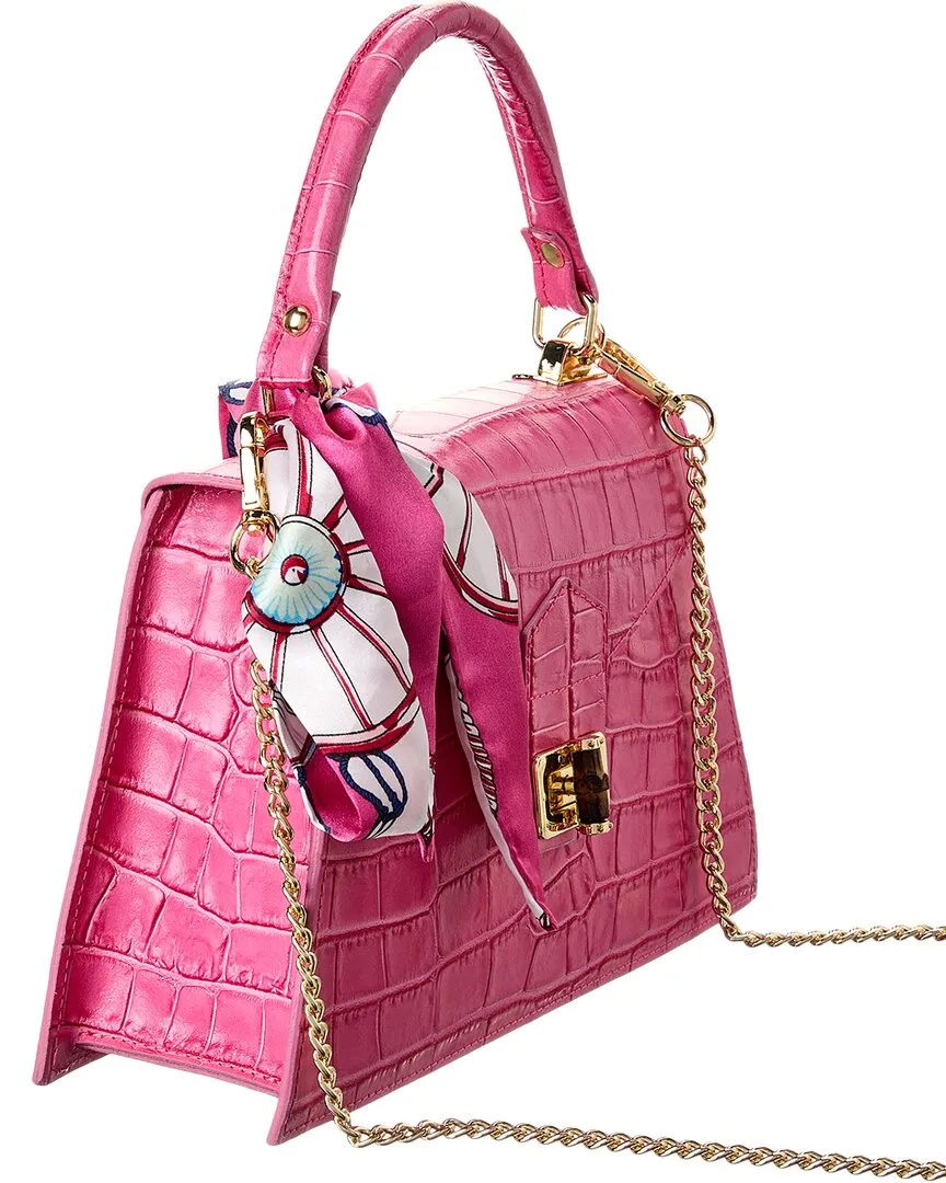 Persaman New York Marta Croc-Embossed Leather Satchel