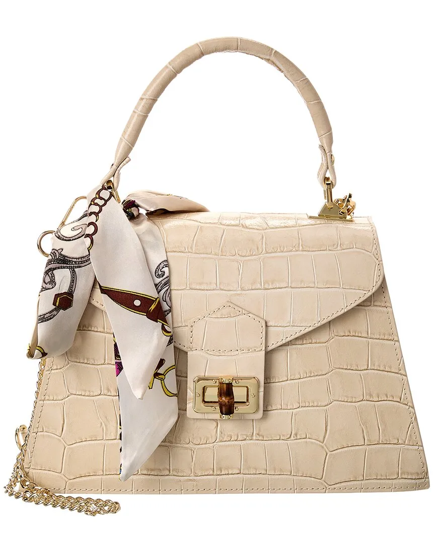 Persaman New York Marta Croc-Embossed Leather Satchel