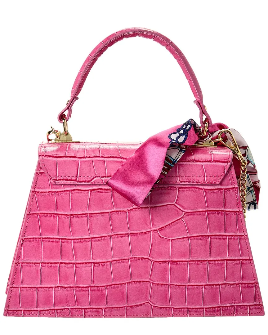 Persaman New York Marta Croc-Embossed Leather Satchel