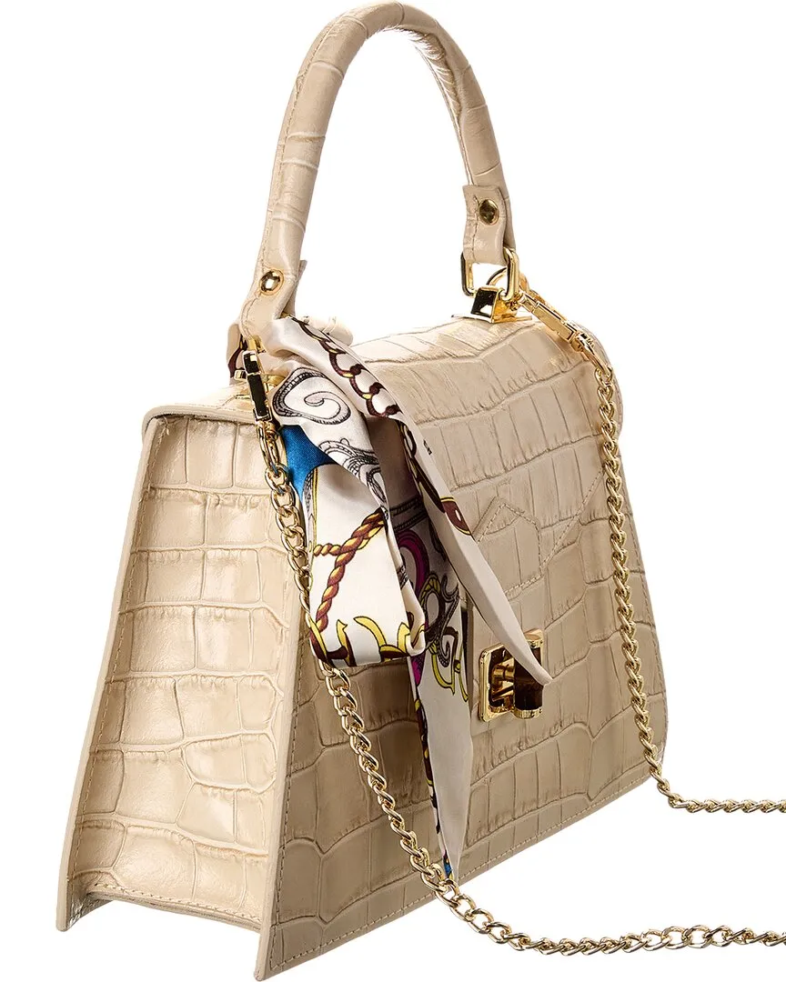 Persaman New York Marta Croc-Embossed Leather Satchel