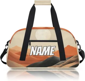 Personalized Custom Gym Bag for Women Men Carry on Mountain Valley Travel Duffel Tote Sunset Landscape Overnight Workout Weekender Bag
