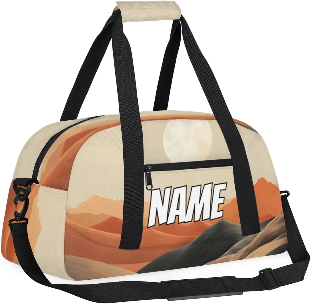 Personalized Custom Gym Bag for Women Men Carry on Mountain Valley Travel Duffel Tote Sunset Landscape Overnight Workout Weekender Bag