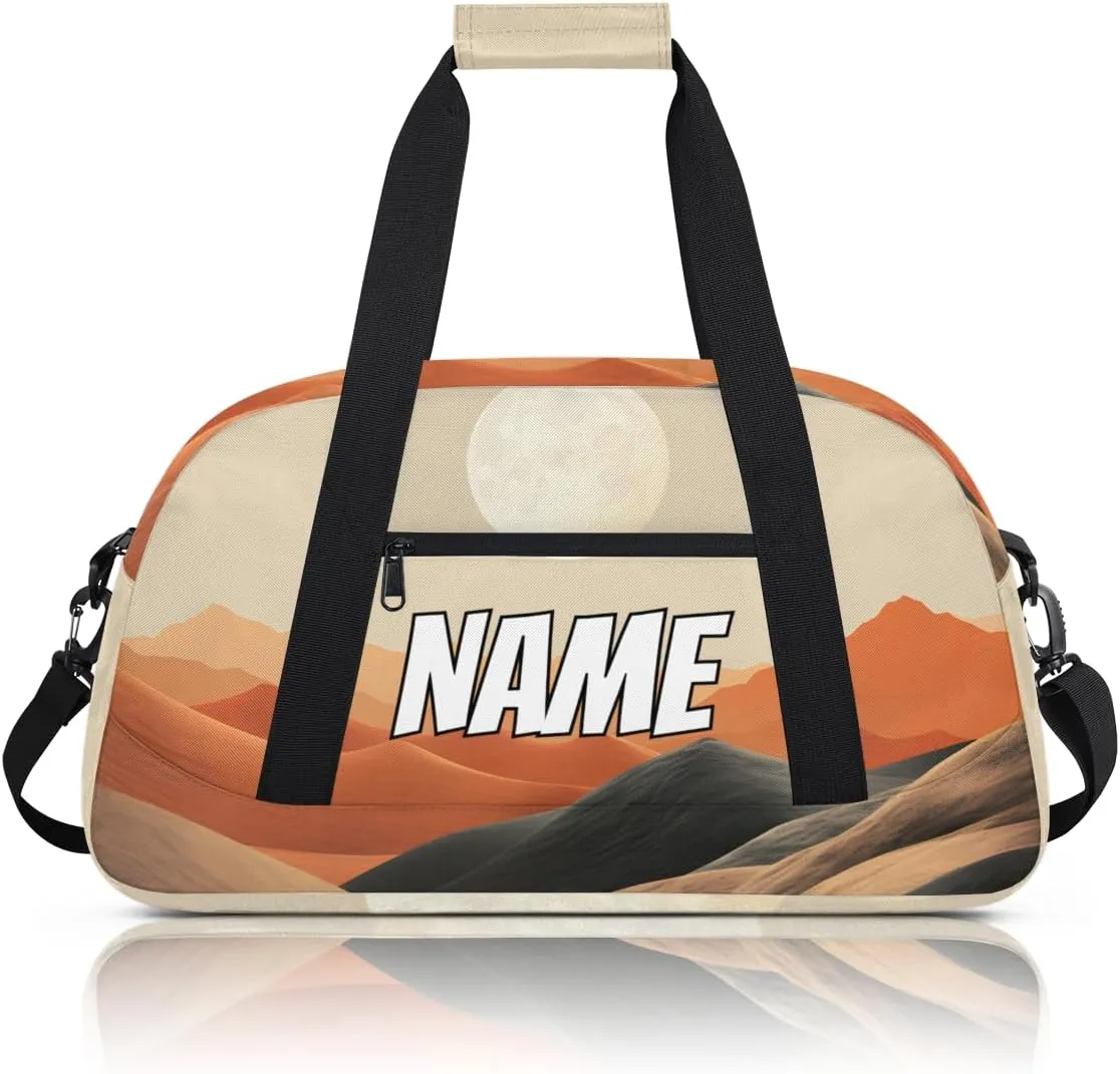 Personalized Custom Gym Bag for Women Men Carry on Mountain Valley Travel Duffel Tote Sunset Landscape Overnight Workout Weekender Bag