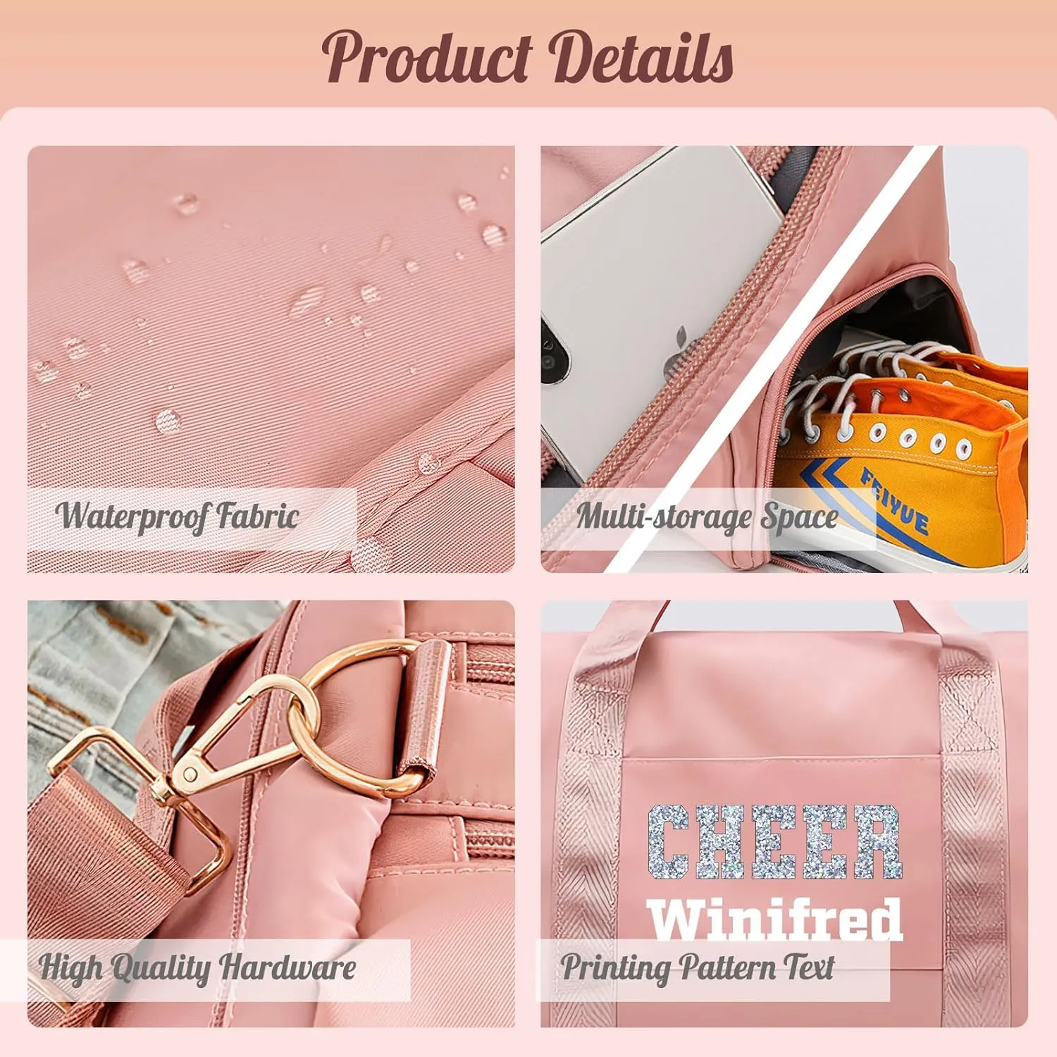 Personalized Duffle Bag Custom Dance Bag with Name Text Travel Bags Customized Printed Photo Picture Gym Bag for Cheerleading Dance Gymnastics Ballet Team, Green