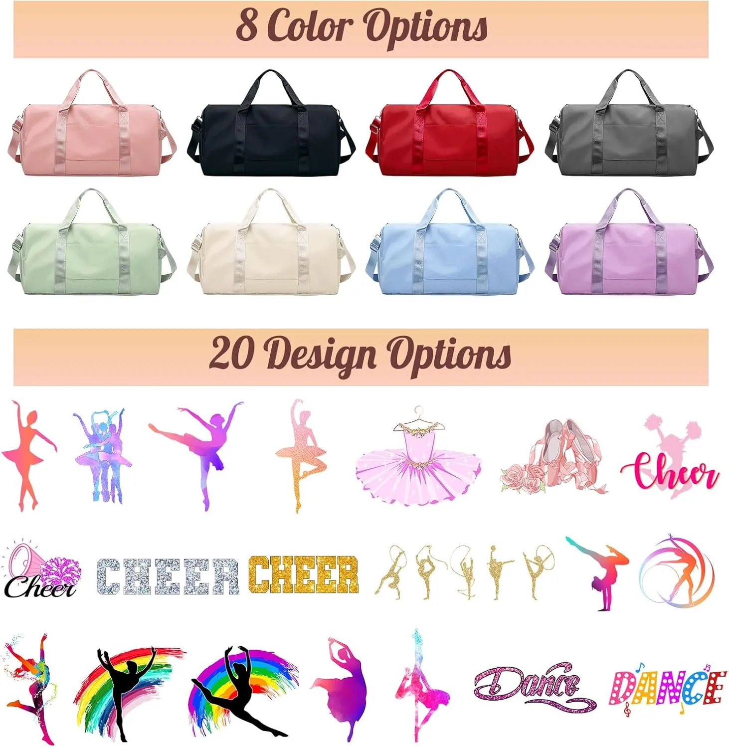 Personalized Duffle Bag Custom Dance Bag with Name Text Travel Bags Customized Printed Photo Picture Gym Bag for Cheerleading Dance Gymnastics Ballet Team, Green