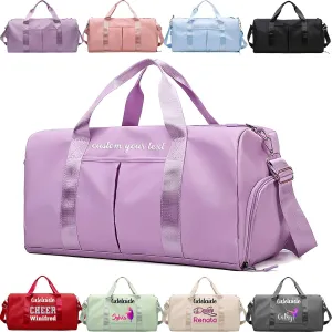 Personalized Duffle Bag Custom Dance Gym Bag Travel Bags Customized Embroidery Duffle Bags with Name Text for Women Men Girls, Purple