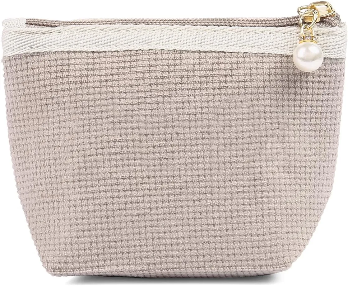 Personalized Name Makeup Bags for Women, Travel Cosmetic Bag Pouch, Small Makeup Bag for Purse, Customized Gifts for Women (Khaki-small)